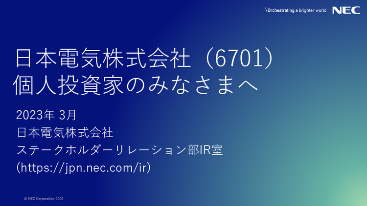 資料イメージ：個人投資家のみなさまへ