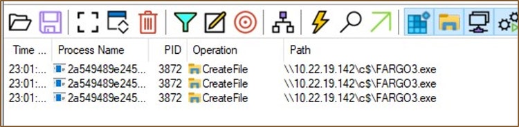 Figure 5 Copying the malware to network folders
