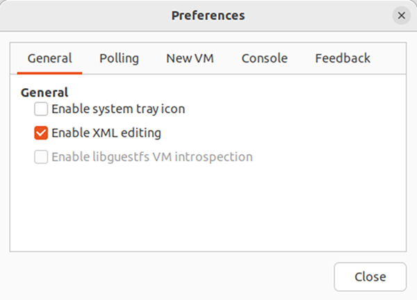 図19: virt-managerのPreferences