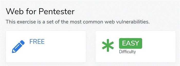 エクササイズ「Web for Pentester」の画面