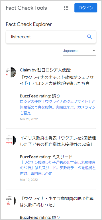 図3 Google社のFact Check Tools