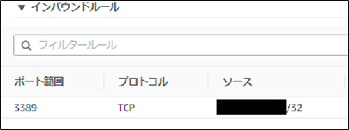 設定変更後のセキュリティグループ