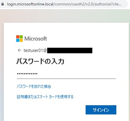 被害者の画面- AiTMフィッシングサイトに対するパスワード入力