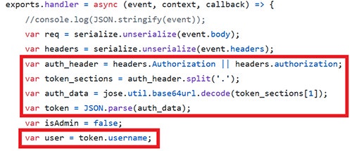 トークンの&#34;username&#34;のみが抜き取られている