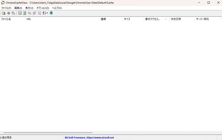 図 2 ChromeCacheViewトップページ