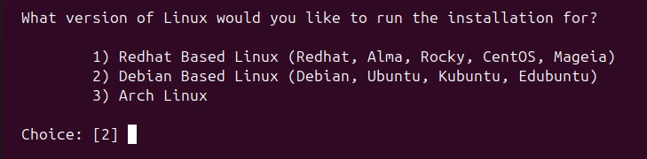 図 2 インストールするLinuxのバージョンに関する質問