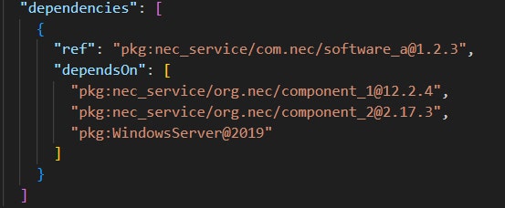 図7 Windows Server 2019に依存する場合のCyloneDXの依存関係の記述例