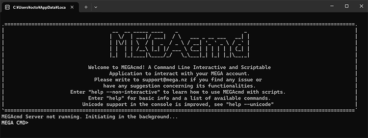 図3 MEGA CMDの起動画面
