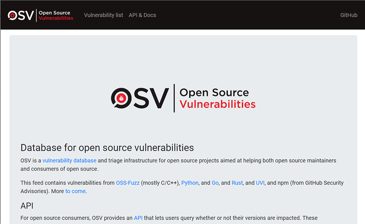 図6 Open Source Vulnerabilitiesのサイト