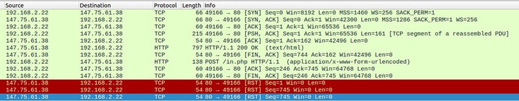 図 6 AndromedaマルウェアによるPOST通信