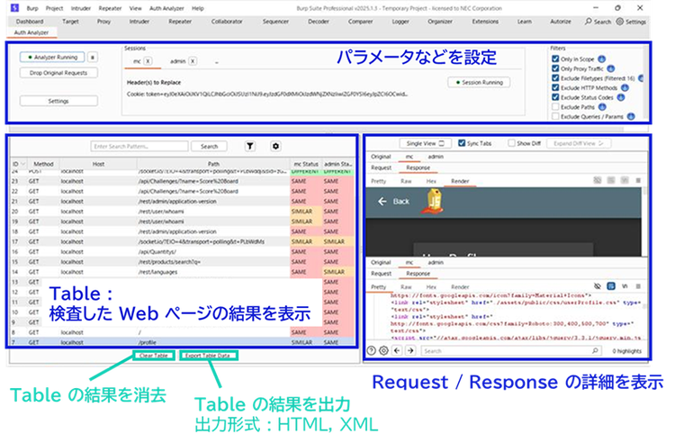 図 6 Auth Analyzerの画面