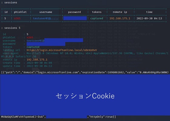 攻撃者の画面-入手したセッションCookieの確認