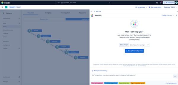 Alerts画面上のElastic AI Assistant