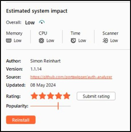図 2 Auth Analyzerの基本情報