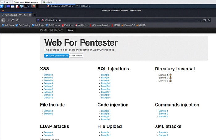 「Web for Pentester」のトップページ