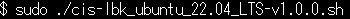 図1 「cis-lbk_ubuntu_22.04_LTS-v1.0.0.sh」の実行