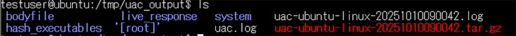 図2：UACの出力結果（tar.gz）を解凍後のフォルダ構成