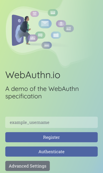 図 2 WebAuthnのサイトにアクセス