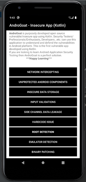 （図3）「AndroGoat」起動後