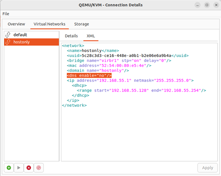 図21: hostonlyのXMLの編集