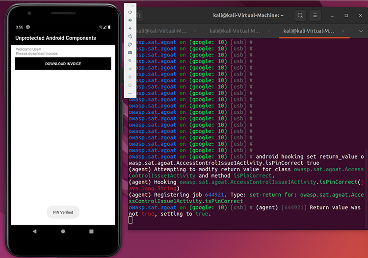 （図10）Unprotected Android Componentsのバイパス後の動作確認