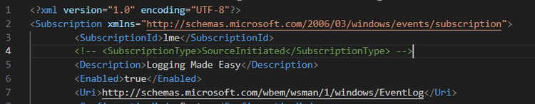 図 8 SubscriptionTypeのコメントアウト