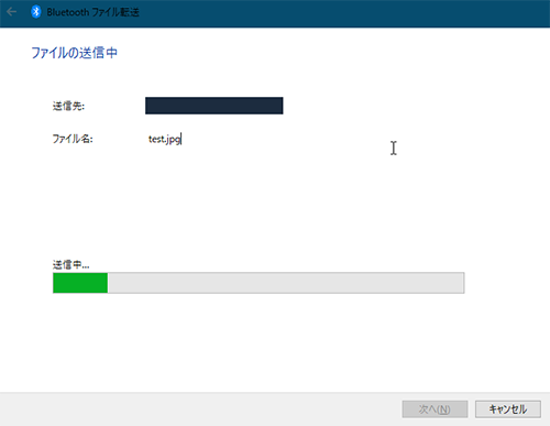 図 4 Bluetooth経由のファイル送信