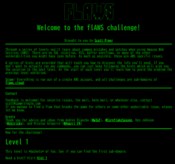 図1 flAWSのトップページ画面