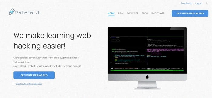 PentesterLabのトップページ
