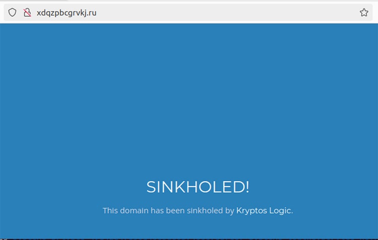 図 8 Kryptos Logic社によりシンクホール化されたドメイン