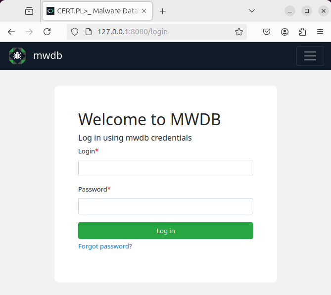 図6: MWDBのログインページ