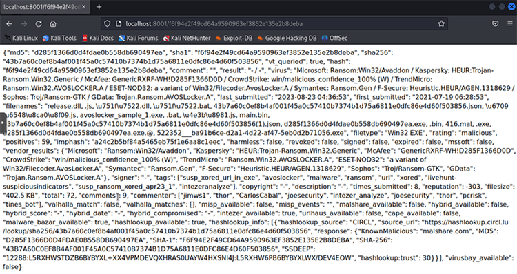 図 9.ハッシュ値を入力してwebサイトをアクセス