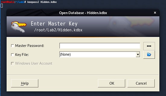 Master Passwordが求められている様子