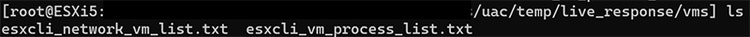 図4：live_response/vmsフォルダ（ESXiで使用可能なesxcliコマンドの出力結果）