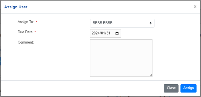 図9 「Assign User」ボタン押下後の入力画面